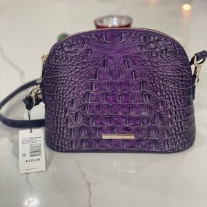 Brahmin Purple Croc-Embossed Crossbody Bag